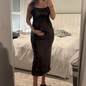 Runaway The Label Chocolate Sequin Midi Dress
